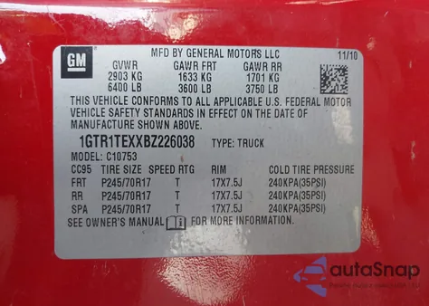 2011 GMC Sierra 1500 Work Truck z USA, uszkodzony, nr VIN 1GTR1TEXXBZ226038